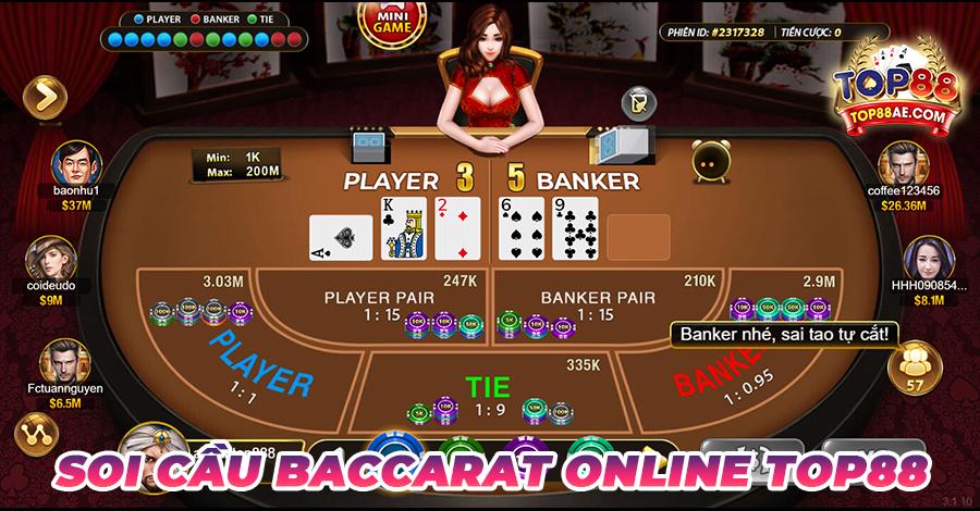 Mẹo soi cầu Baccarat online chuẩn nhất cổng game Top88