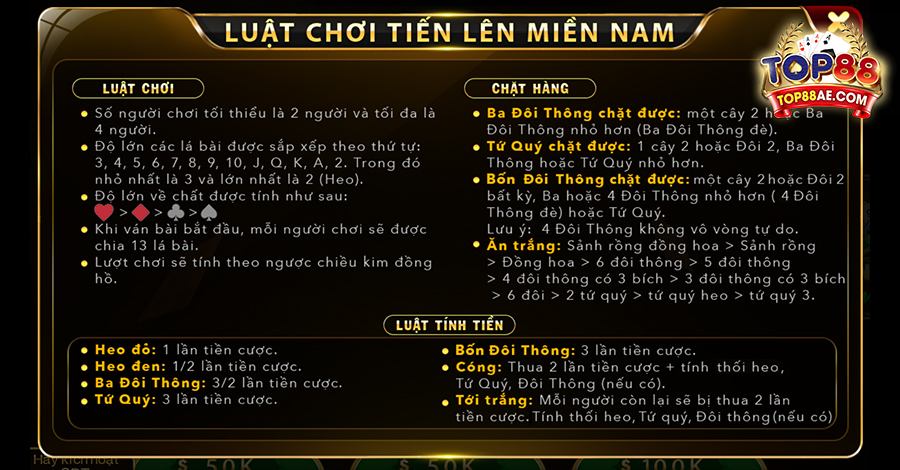 Luật tính tới trắng trong Tiến lên miền Nam online tại Top88